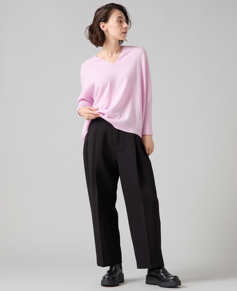 【定番】カシミア混Vネックビッグニット 詳細画像 ピンク 5