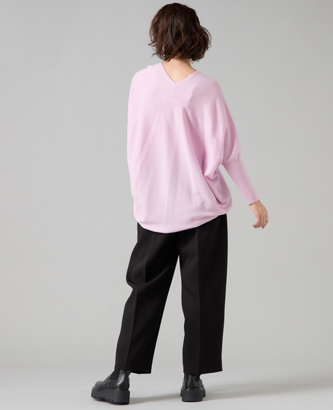 【定番】カシミア混Vネックビッグニット 詳細画像 ピンク 7