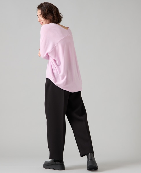 【定番】カシミア混Vネックビッグニット 詳細画像 ピンク 8