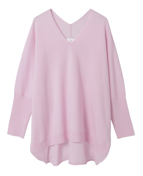 【定番】カシミア混Vネックビッグニット 詳細画像 ピンク 9