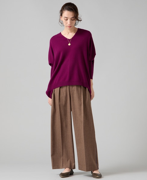 【定番】カシミア混Vネックビッグニット 詳細画像 パープル 4