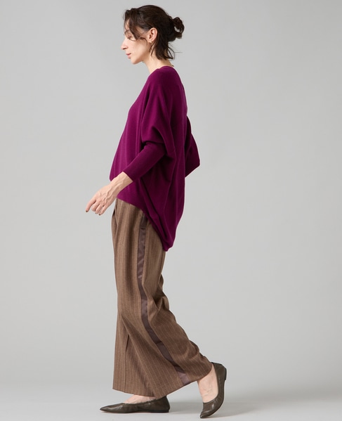 【定番】カシミア混Vネックビッグニット 詳細画像 パープル 6