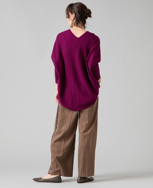 【定番】カシミア混Vネックビッグニット 詳細画像 パープル 7