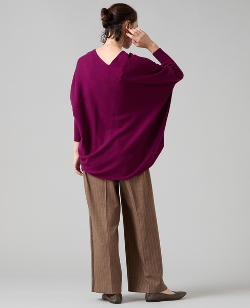 【定番】カシミア混Vネックビッグニット 詳細画像 パープル 8