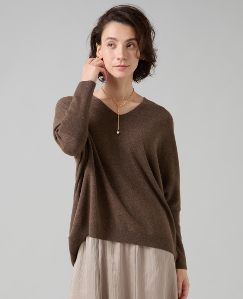 【定番】カシミア混Vネックビッグニット 詳細画像 ブラウン 2