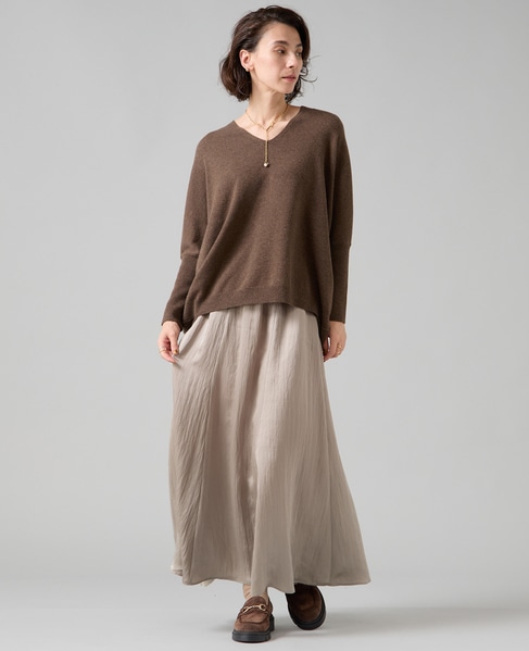 【定番】カシミア混Vネックビッグニット 詳細画像 ブラウン 6