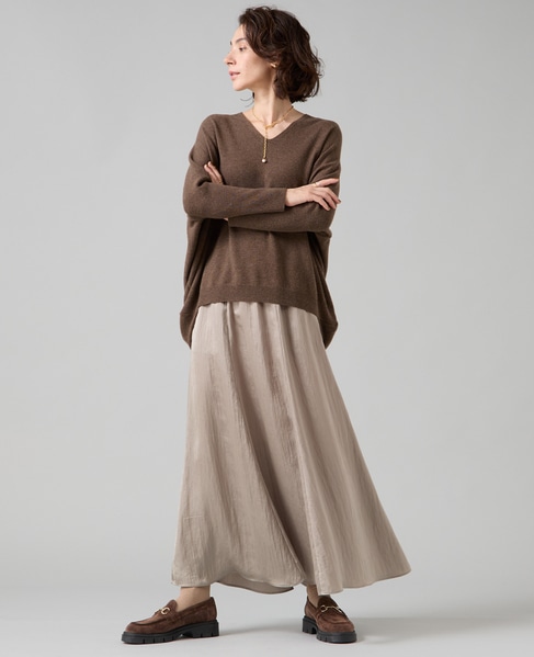 【定番】カシミア混Vネックビッグニット 詳細画像 ブラウン 7