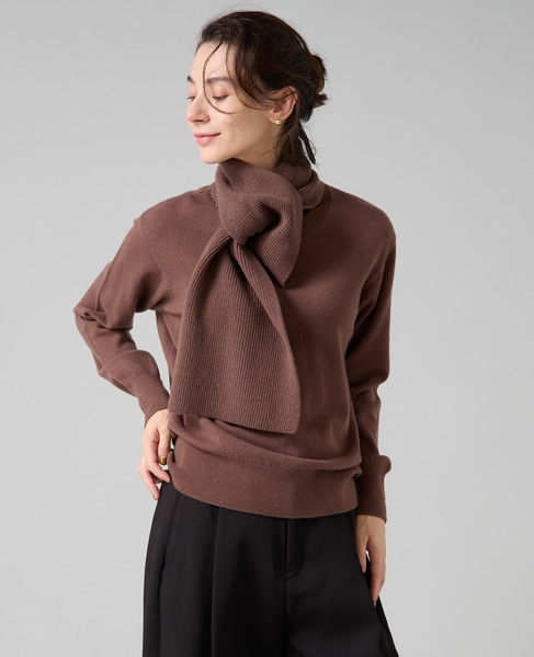 ストールデザインニットトップス 詳細画像 ブラウン 3