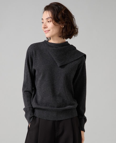ストールデザインニットトップス 詳細画像 チャコールグレー 1