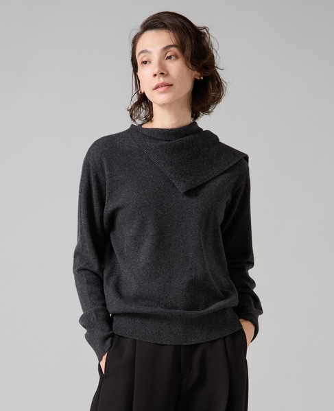 ストールデザインニットトップス 詳細画像 チャコールグレー 3