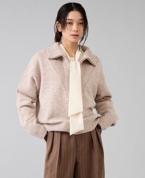 ハーフジップニット 詳細画像 ベージュ 14