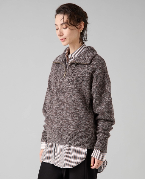 ハーフジップニット 詳細画像 ブラウン 1