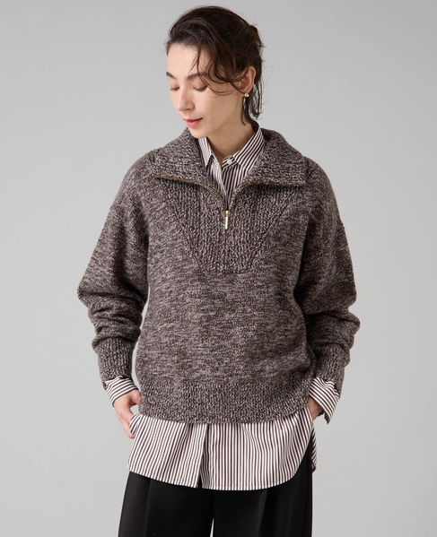 ハーフジップニット 詳細画像 ブラウン 2