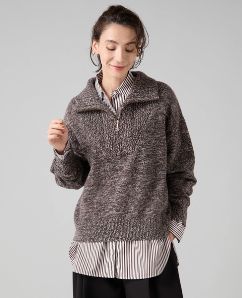 ハーフジップニット 詳細画像 ブラウン 3