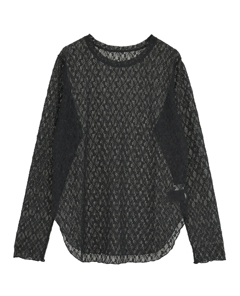 クルーネックレーストップス 詳細画像 ブラック 6