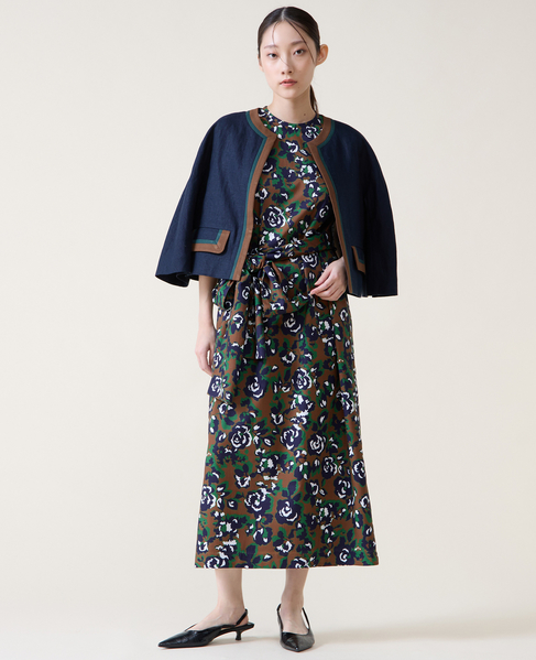 オールドローズプリントリボンワンピース 詳細画像 ブラウン 4