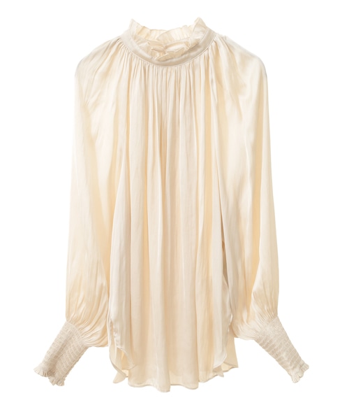 【定番】2wayフリルネックギャザーブラウス 詳細画像 アイボリー 1