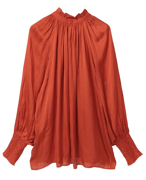 【定番】2wayフリルネックギャザーブラウス 詳細画像 オレンジ 12