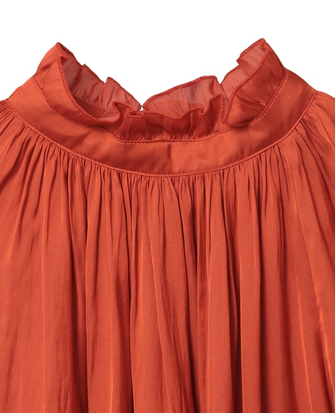 【定番】2wayフリルネックギャザーブラウス 詳細画像 オレンジ 13