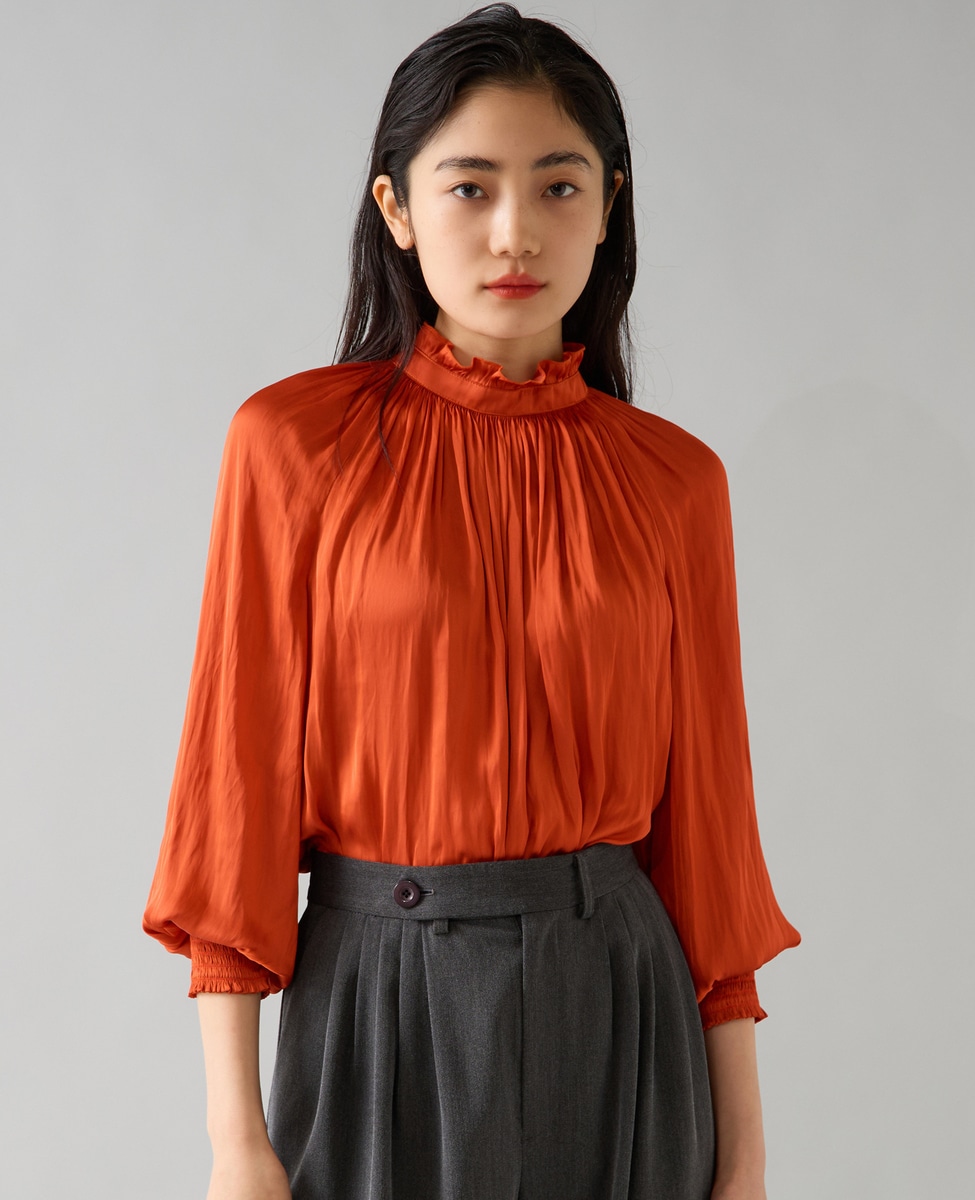 OHGA　フリルギャザーブラウス 定番】2wayフリルネックギャザーブラウス｜TIARA（ティアラ