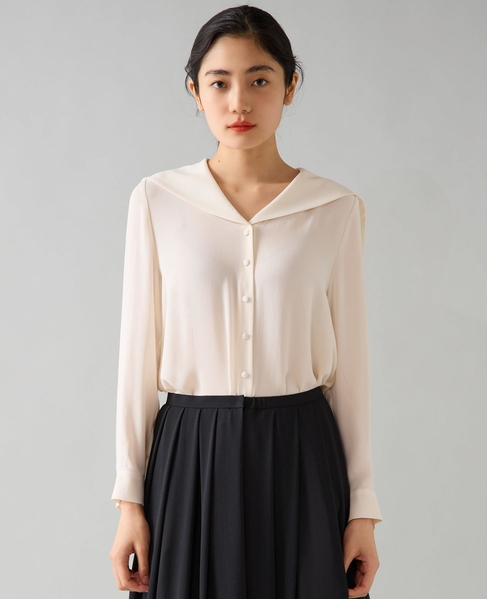 バイカラーセーラーブラウス 詳細画像 アイボリー 1