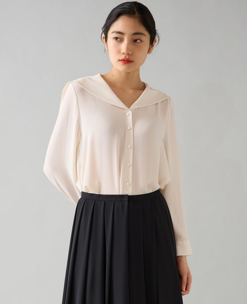 バイカラーセーラーブラウス 詳細画像 アイボリー 2