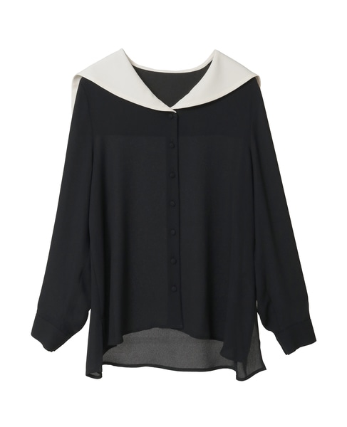 バイカラーセーラーブラウス 詳細画像 ブラック 1