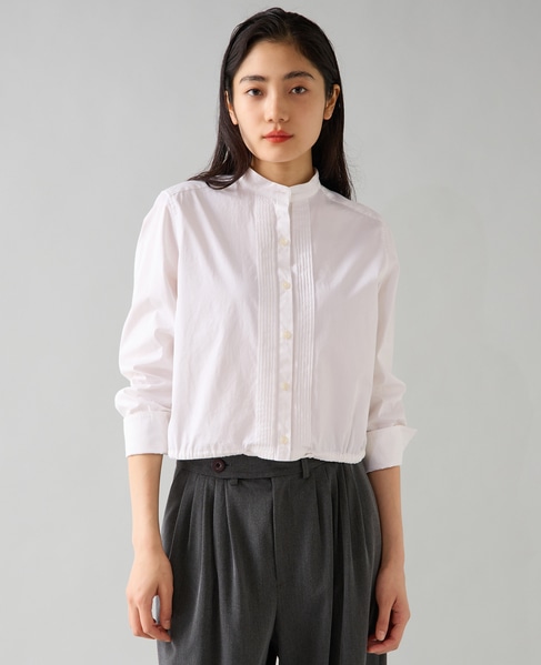 クロップドバンドカラーシャツ 詳細画像 アイボリー 1