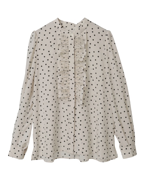 ドットプリントフリルブラウス 詳細画像 ホワイト 3