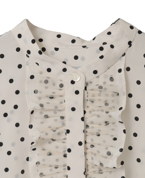 ドットプリントフリルブラウス 詳細画像 ホワイト 5