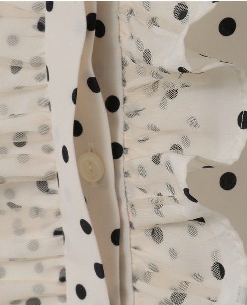 ドットプリントフリルブラウス 詳細画像 ホワイト 8