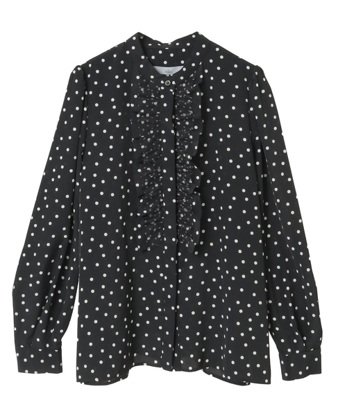 ドットプリントフリルブラウス 詳細画像 ブラック 10
