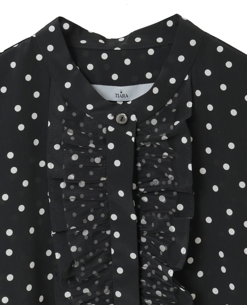 ドットプリントフリルブラウス 詳細画像 ブラック 12