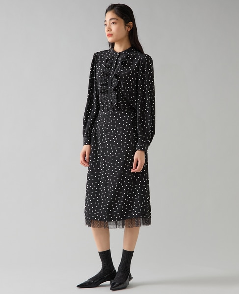 ドットプリントフリルブラウス 詳細画像 ブラック 4