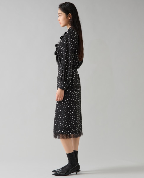 ドットプリントフリルブラウス 詳細画像 ブラック 5
