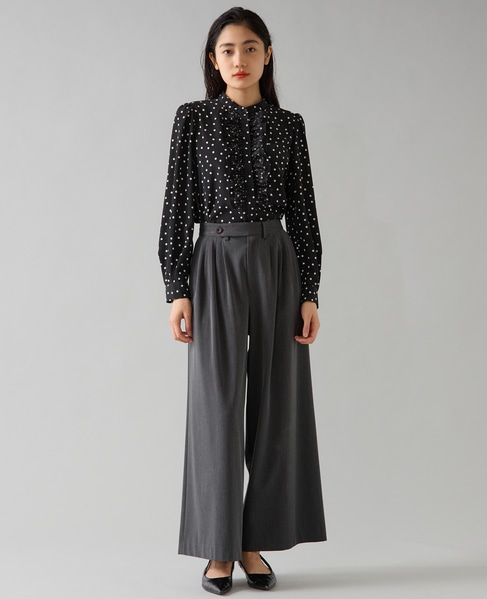 ドットプリントフリルブラウス 詳細画像 ブラック 8