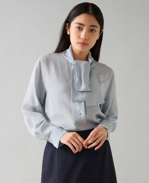 キュプラボウタイブラウス 詳細画像 サックス 1