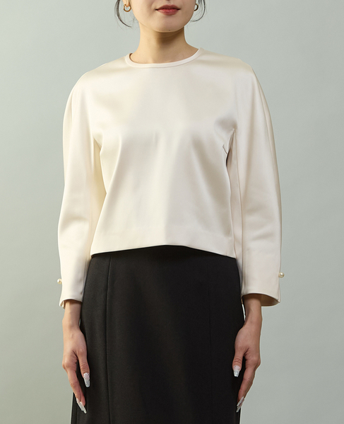クロップドサテンブラウス 詳細画像 アイボリー 1