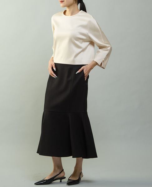 クロップドサテンブラウス 詳細画像 アイボリー 3