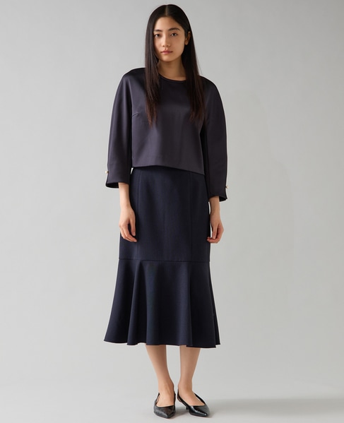 クロップドサテンブラウス 詳細画像 ネイビー 3