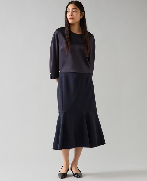 クロップドサテンブラウス 詳細画像 ネイビー 4