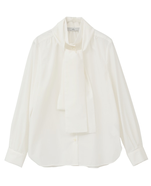 ボウタイハイネックボタンブラウス 詳細画像 ホワイト 7