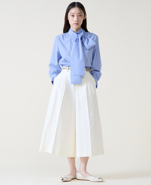 ボウタイハイネックボタンブラウス 詳細画像 サックス 4