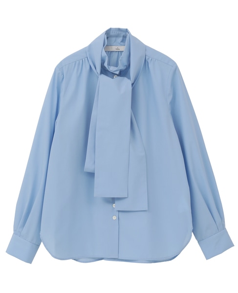 ボウタイハイネックボタンブラウス 詳細画像 サックス 9