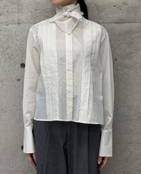 スカーフ付きバンドカラーシャツ 詳細画像 アイボリー 1