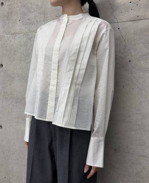 スカーフ付きバンドカラーシャツ 詳細画像 アイボリー 2