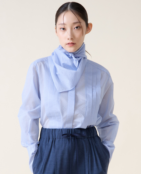 スカーフ付きバンドカラーシャツ 詳細画像 サックス 1