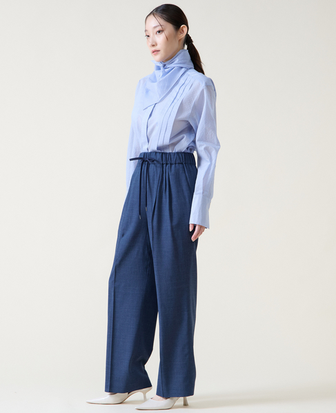 スカーフ付きバンドカラーシャツ 詳細画像 サックス 13