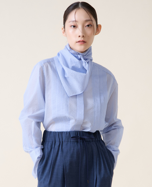 スカーフ付きバンドカラーシャツ 詳細画像 サックス 2