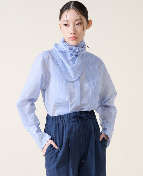 スカーフ付きバンドカラーシャツ 詳細画像 サックス 3